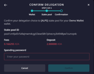 Confirm Delegation on Daedalus wallet