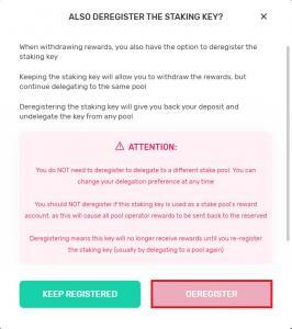 Deregister the staking key for ada