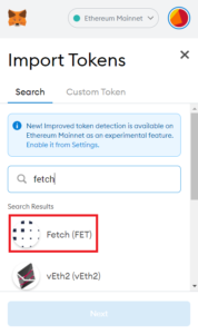 Metamask import fetch ai