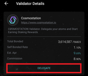 cosmostation delegate validator