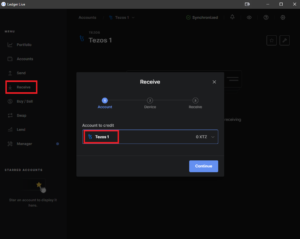 ledger xtz receive