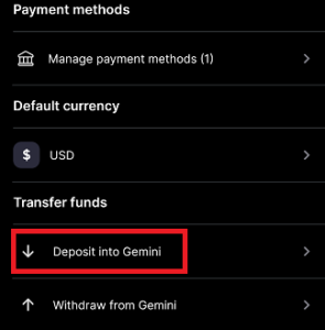 mobile gemini deposit