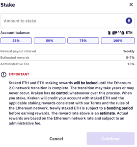 kraken stake amount