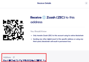 desktop celsius Zcash zec address