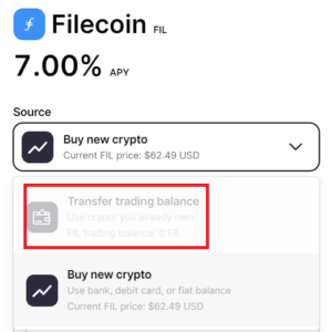 desktop gemini fil trading balance