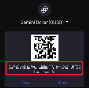mobile celsius Gemini Dollar gusd address