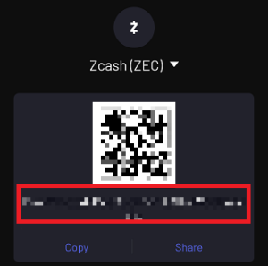 mobile celsius Zcash zec address