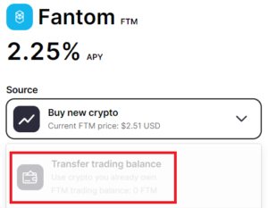 desktop gemini Fantom ftm trading balance