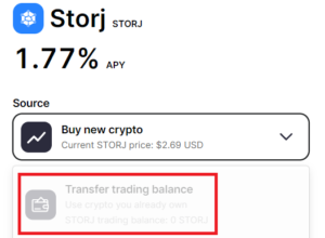 desktop gemini storj trading balance