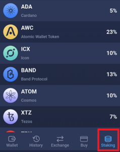 mobile atomic wallet staking