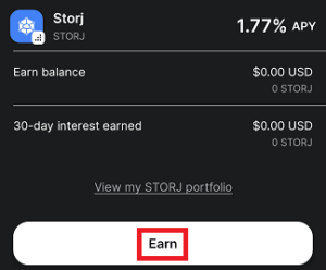 mobile gemini storj earn