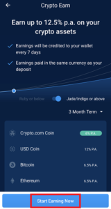 crypto.com start earning