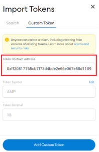 metamask custom token