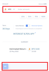 mobile vauld fixed deposit amount